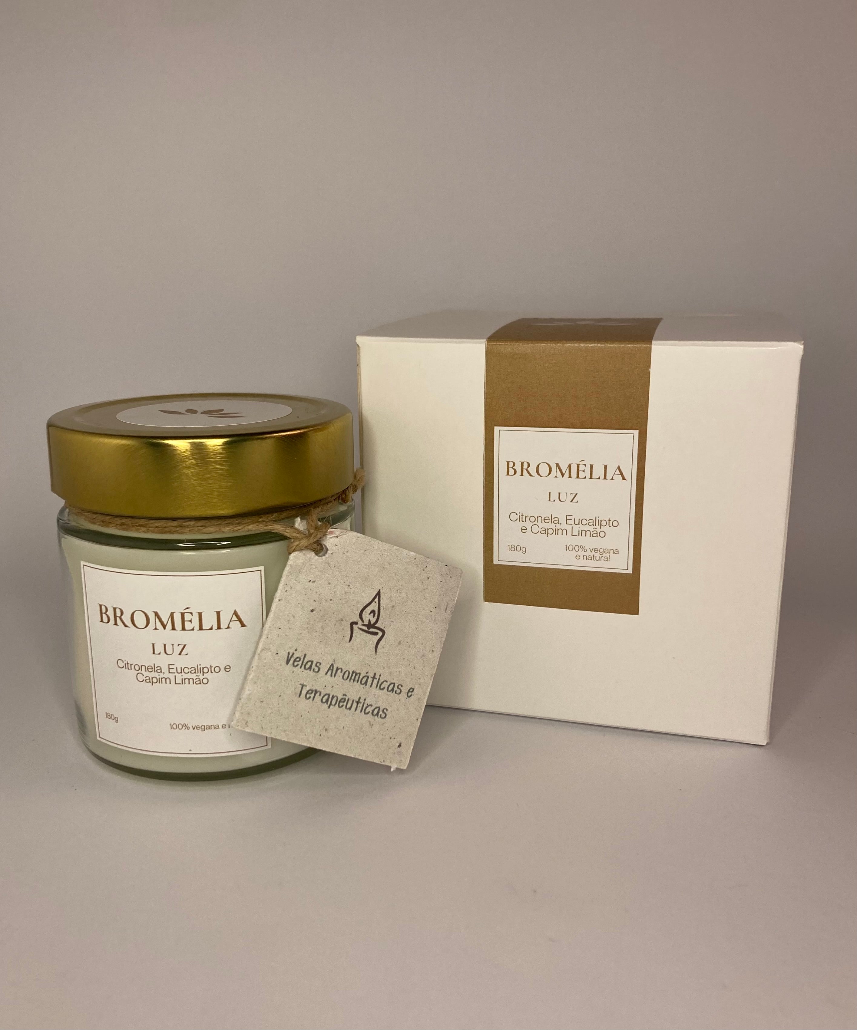 Luz - Vela Natural de Citronela, Eucalipto e Capim Limão 180g