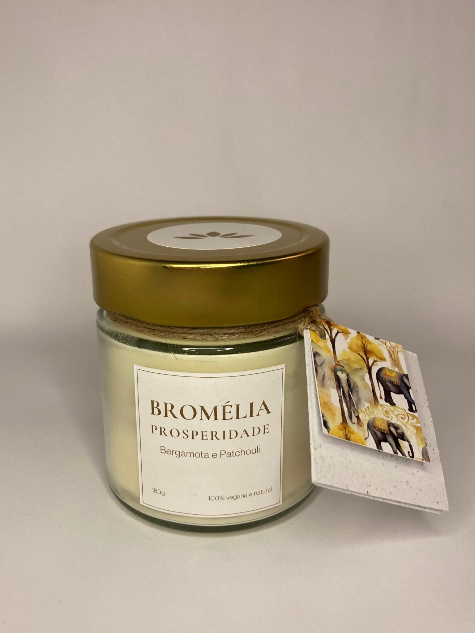 Prosperidade - vela Natural de Bergamota e Patchouli 180g