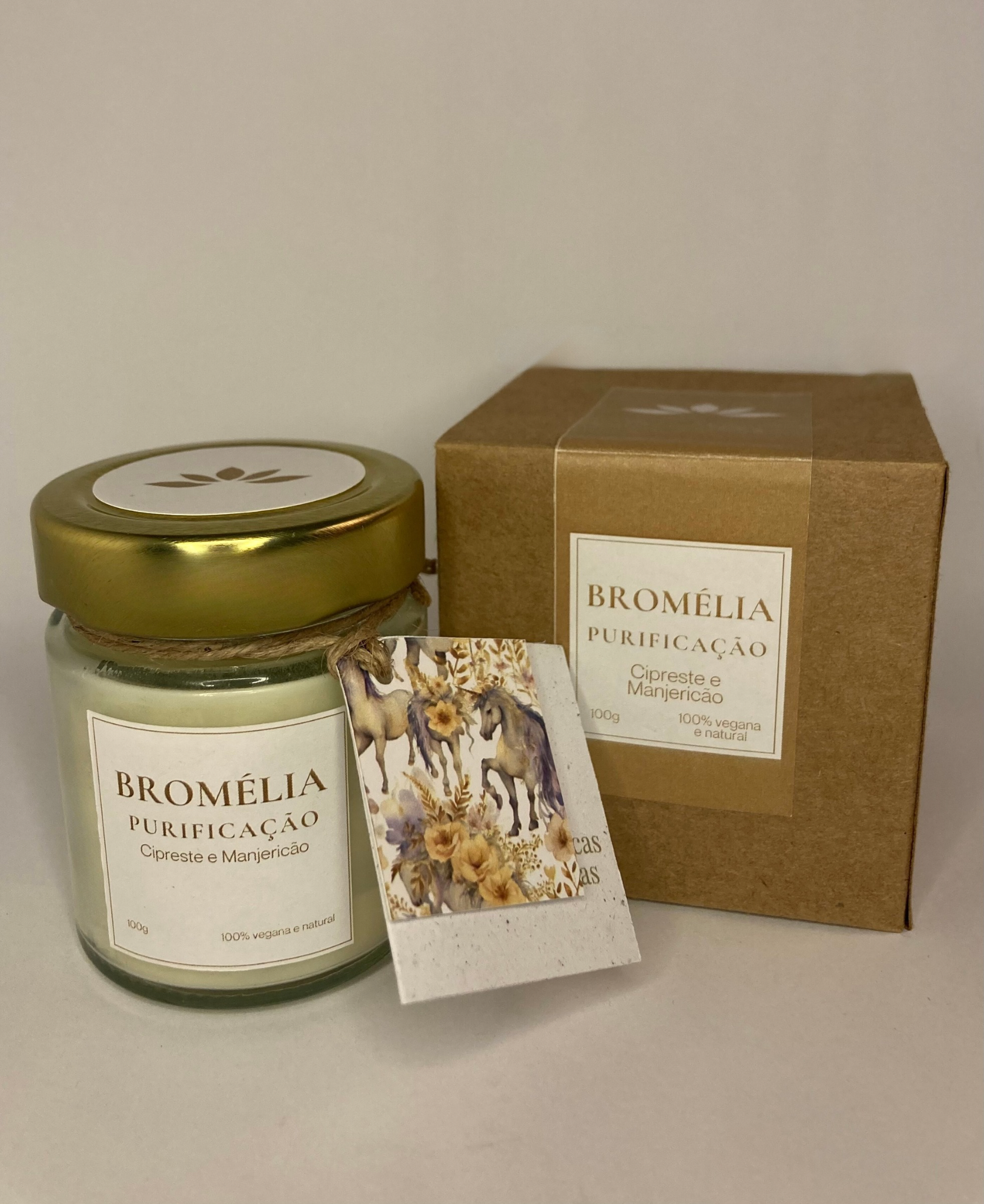 Purificação - Vela Natural de Cipreste e Manjericão 100g