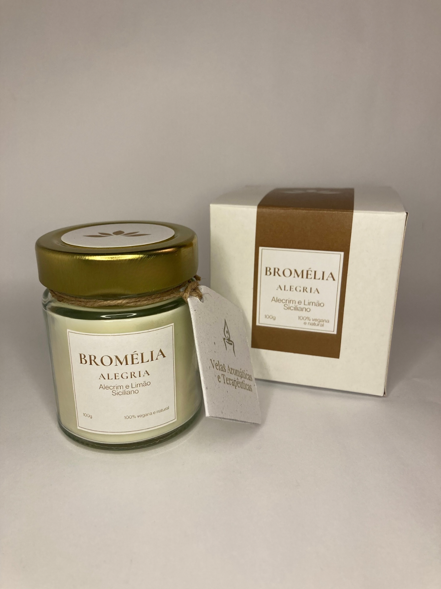 Alegria - Vela Natural de Alecrim e Limão Siciliano 100g