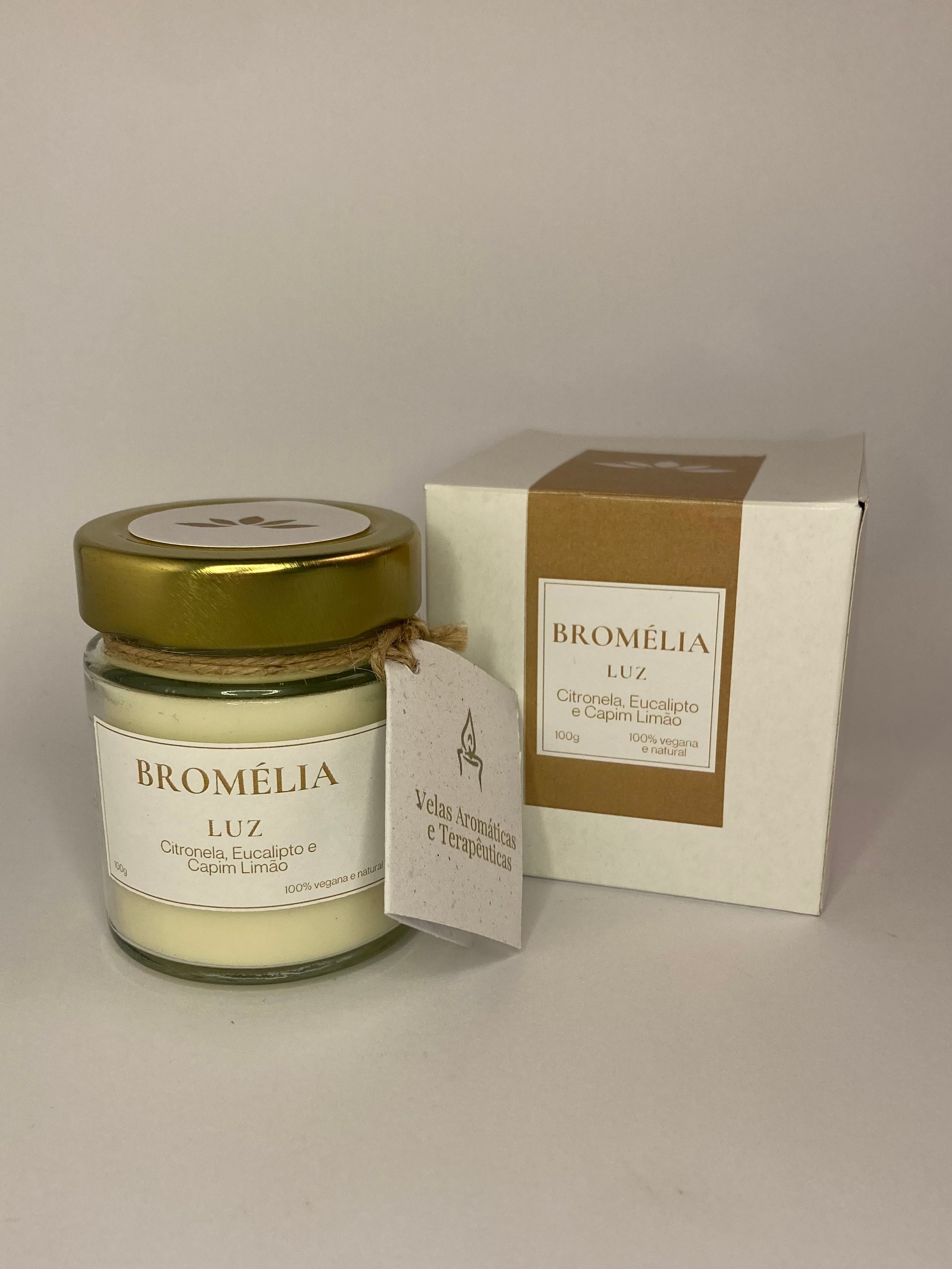 Luz - Vela Natural de Citronela, Eucalipto e Capim Limão 100g