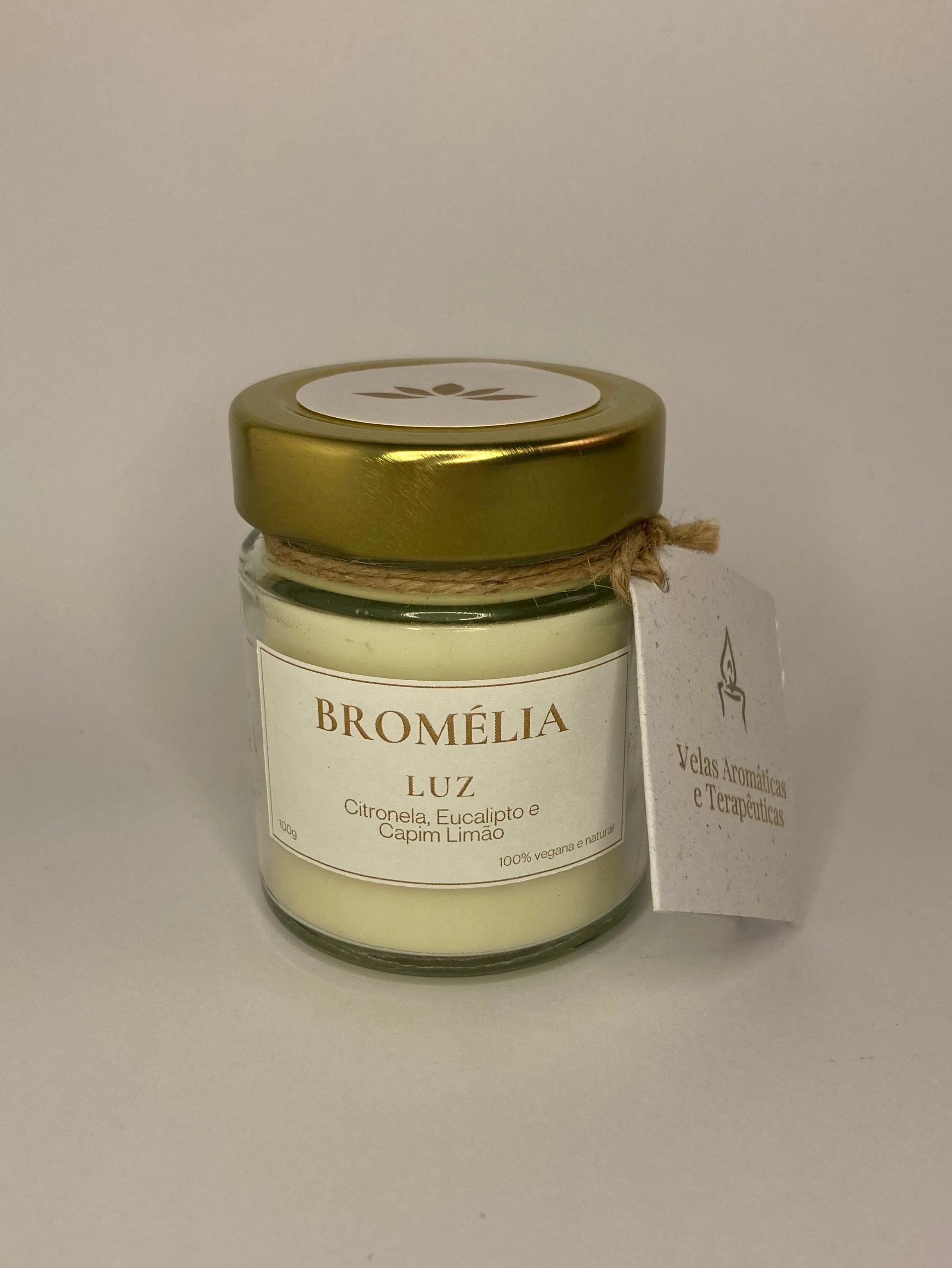 Luz - Vela Natural de Citronela, Eucalipto e Capim Limão 100g