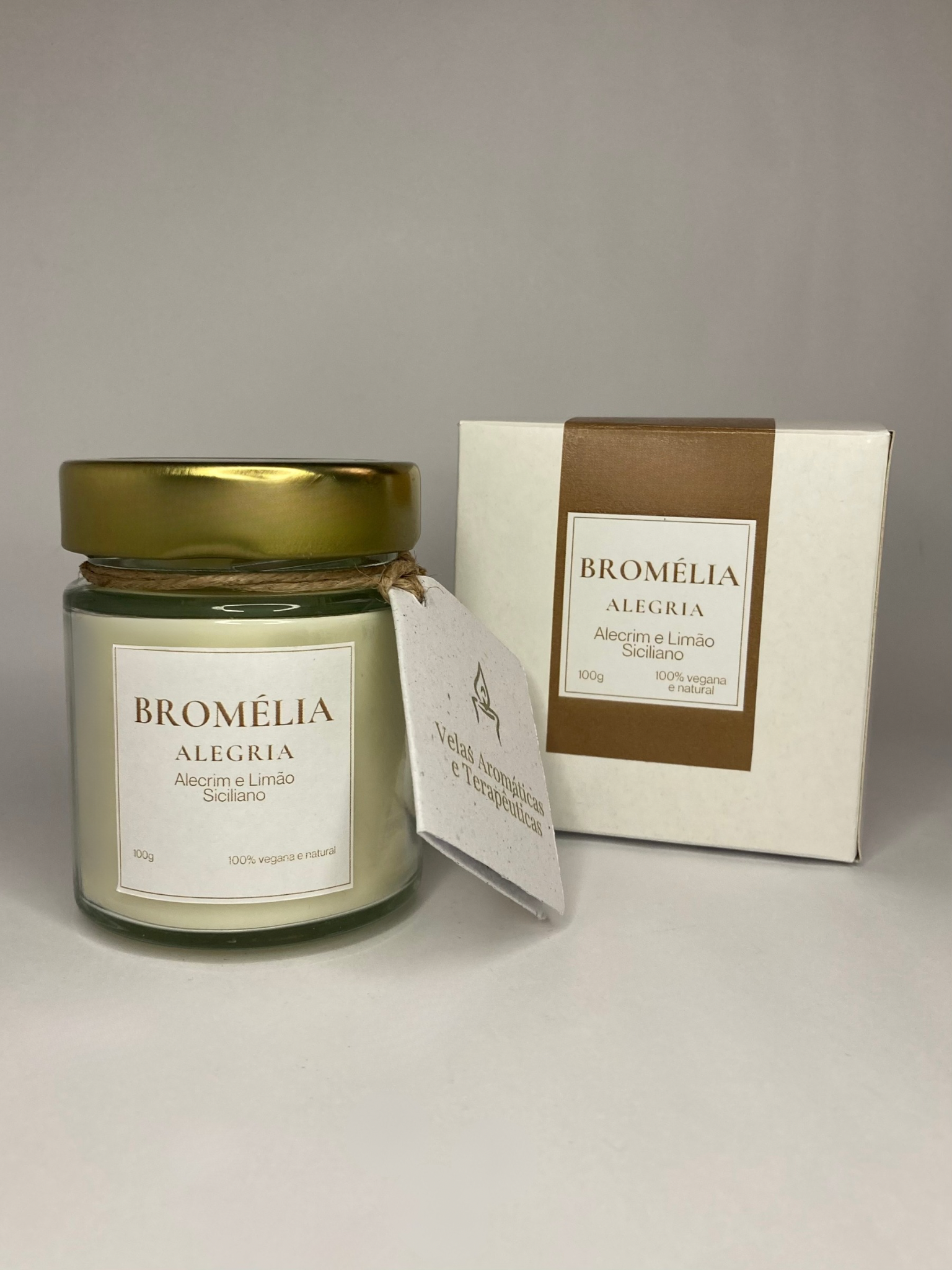 Alegria - Vela Natural de Alecrim e Limão Siciliano 100g