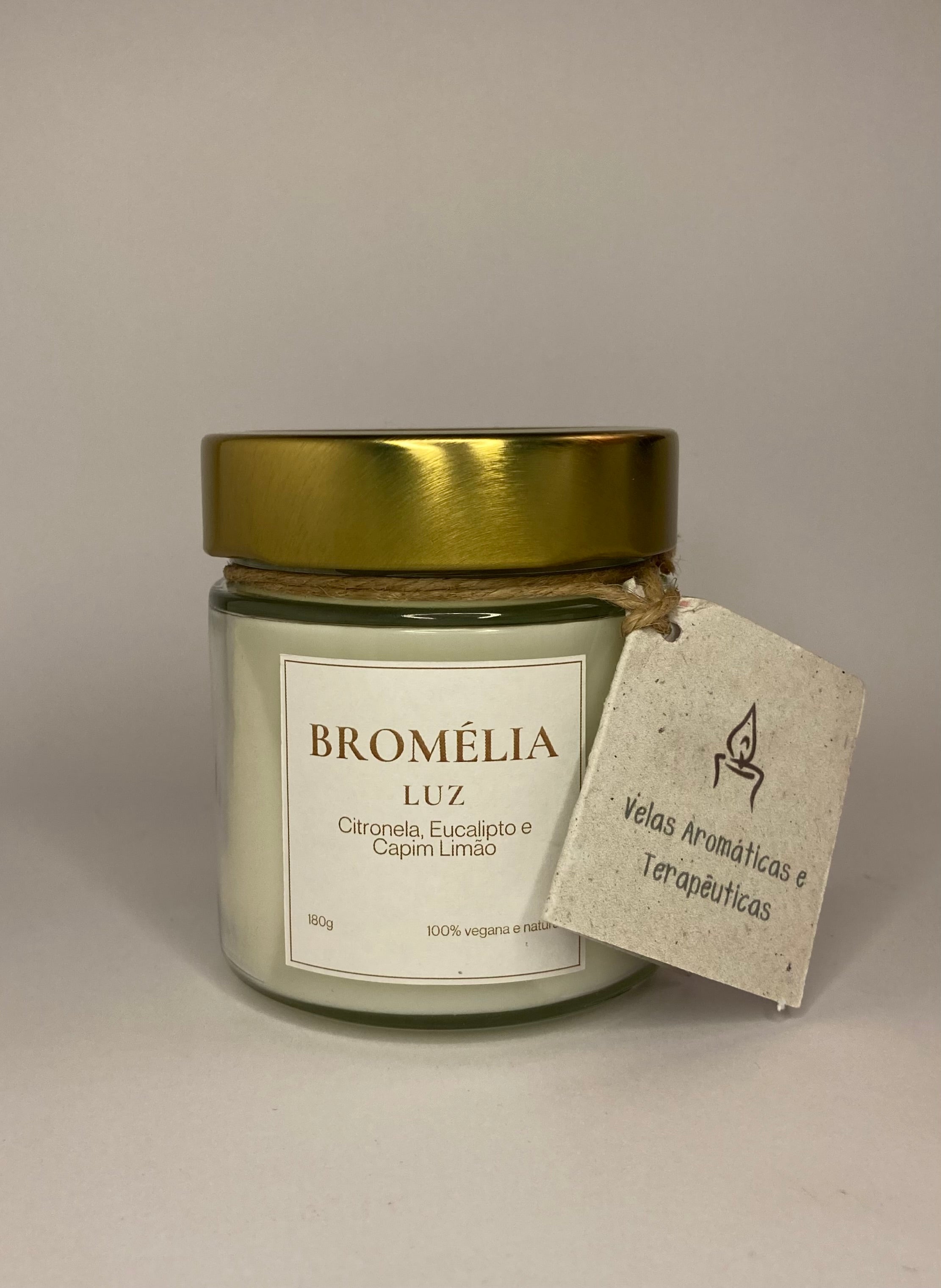 Luz - Vela Natural de Citronela, Eucalipto e Capim Limão 180g