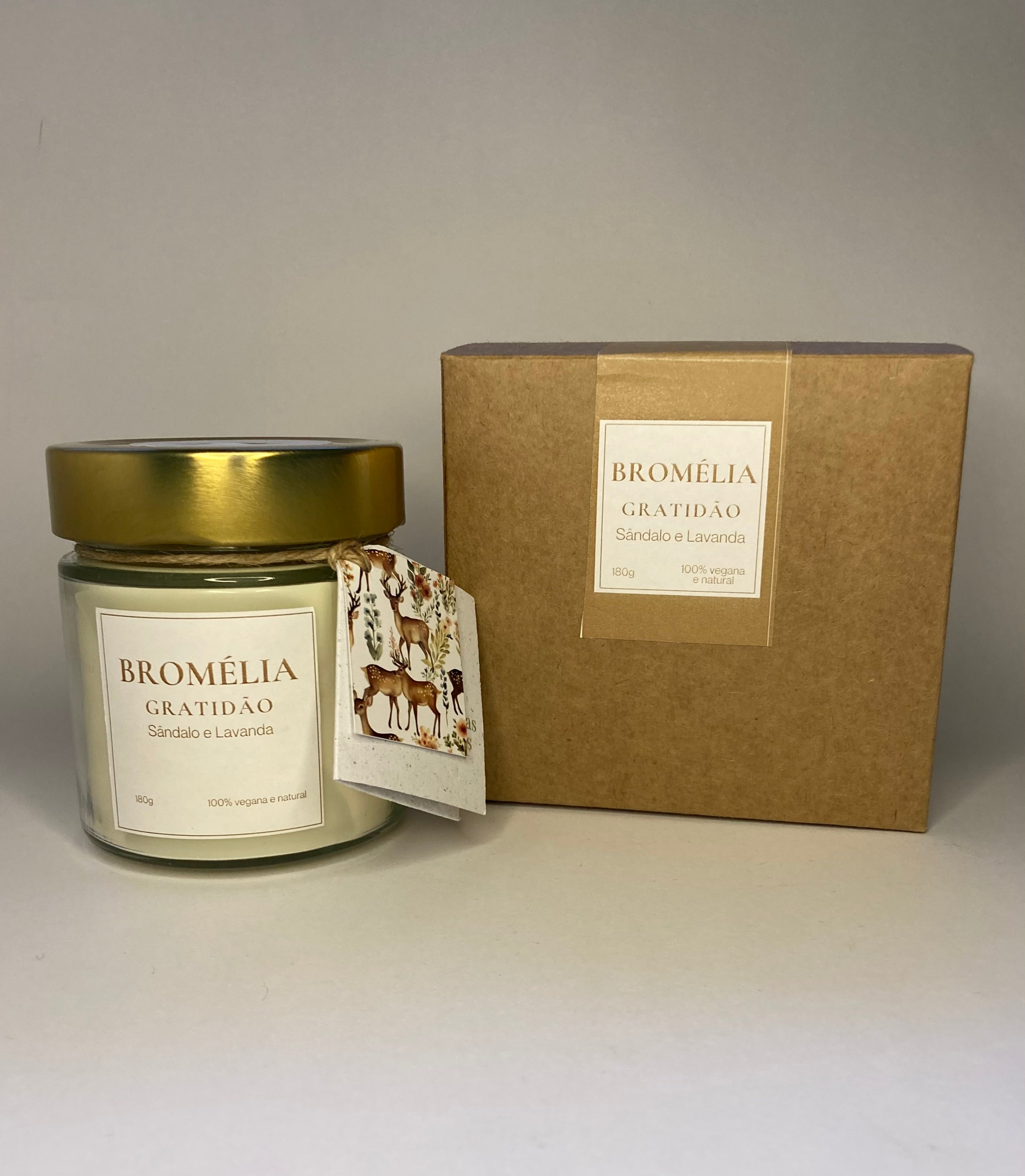 Gratidão - Vela Natural de Sândalo e Lavanda 180g