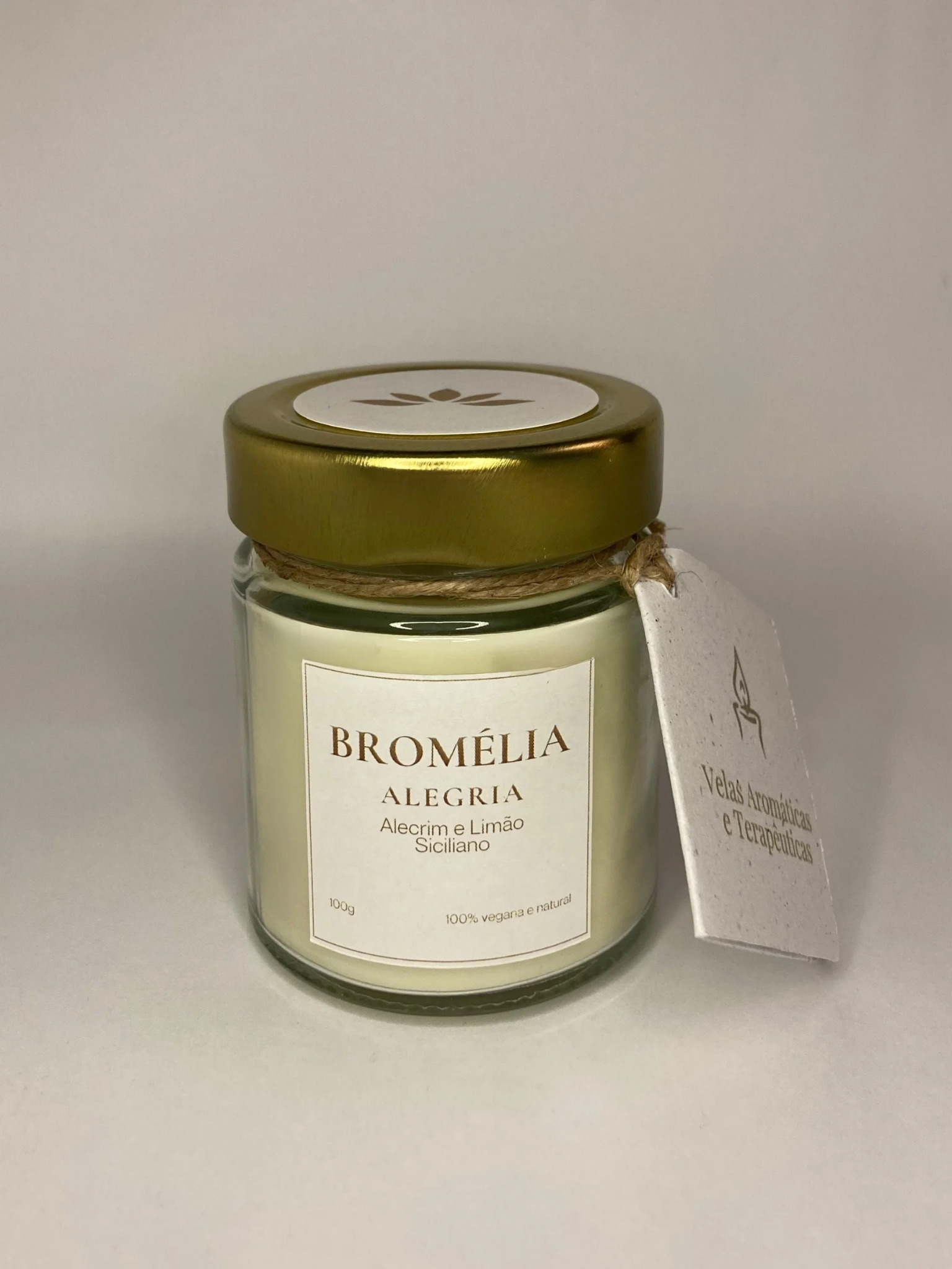 Alegria - Vela Natural de Alecrim e Limão Siciliano 100g