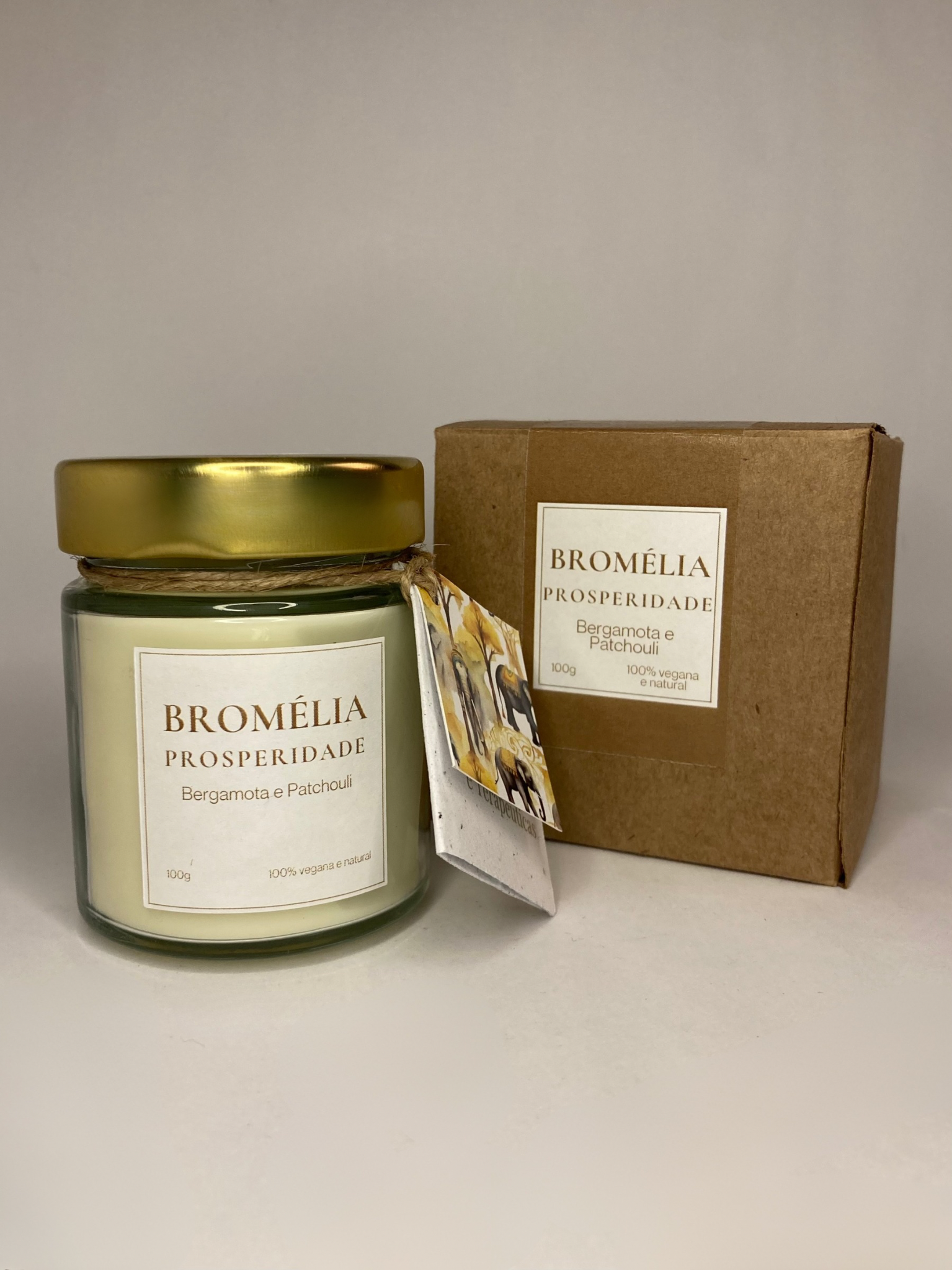 Prosperidade - Vela Natural de Bergamota e Patchouli 100g