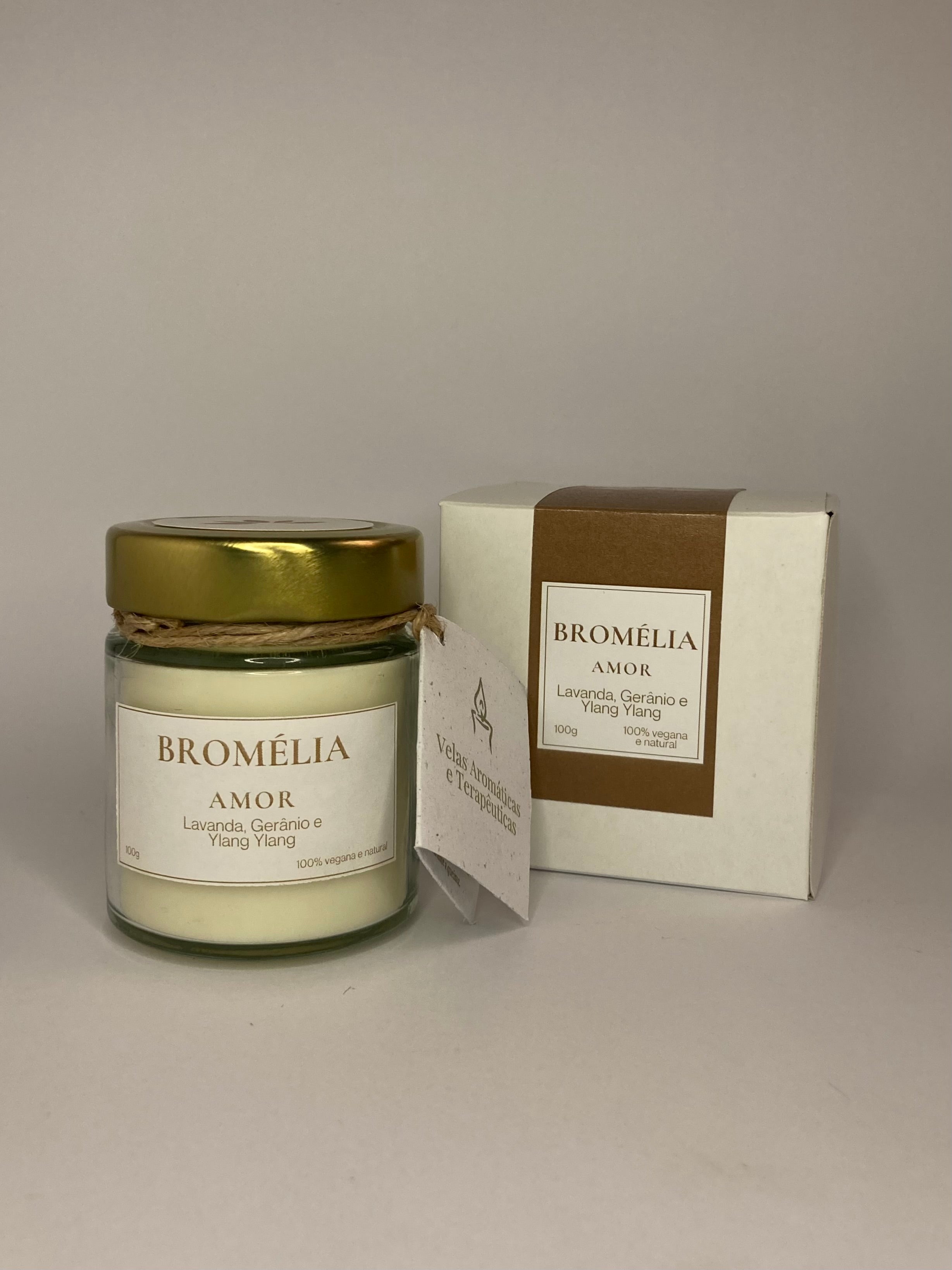 Amor - Vela Natural de Lavanda, Gerânio e Ylang Ylang 100g
