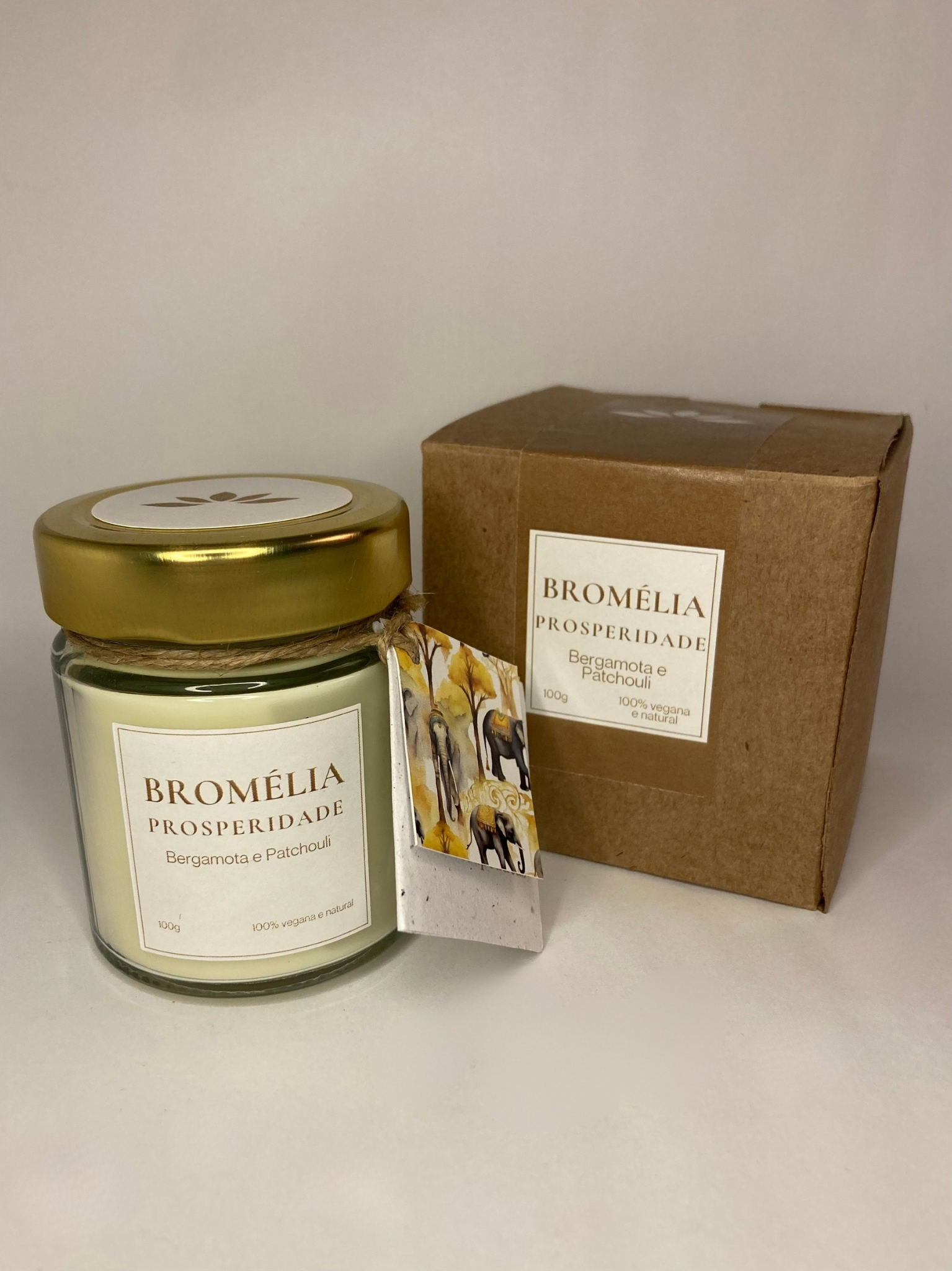 Prosperidade - Vela Natural de Bergamota e Patchouli 100g