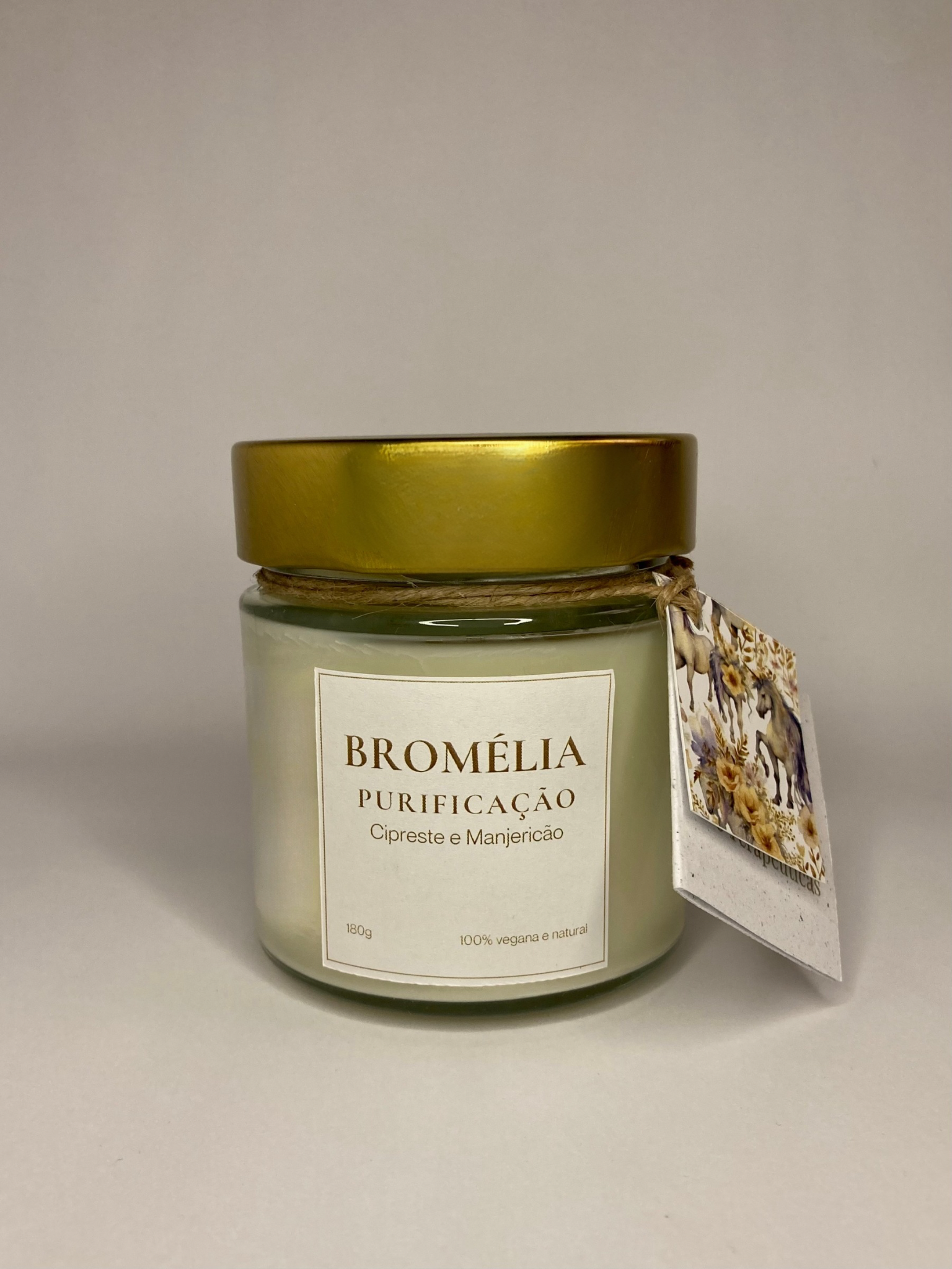 Purificação - Vela Natural de Cipreste e Manjericão 180g