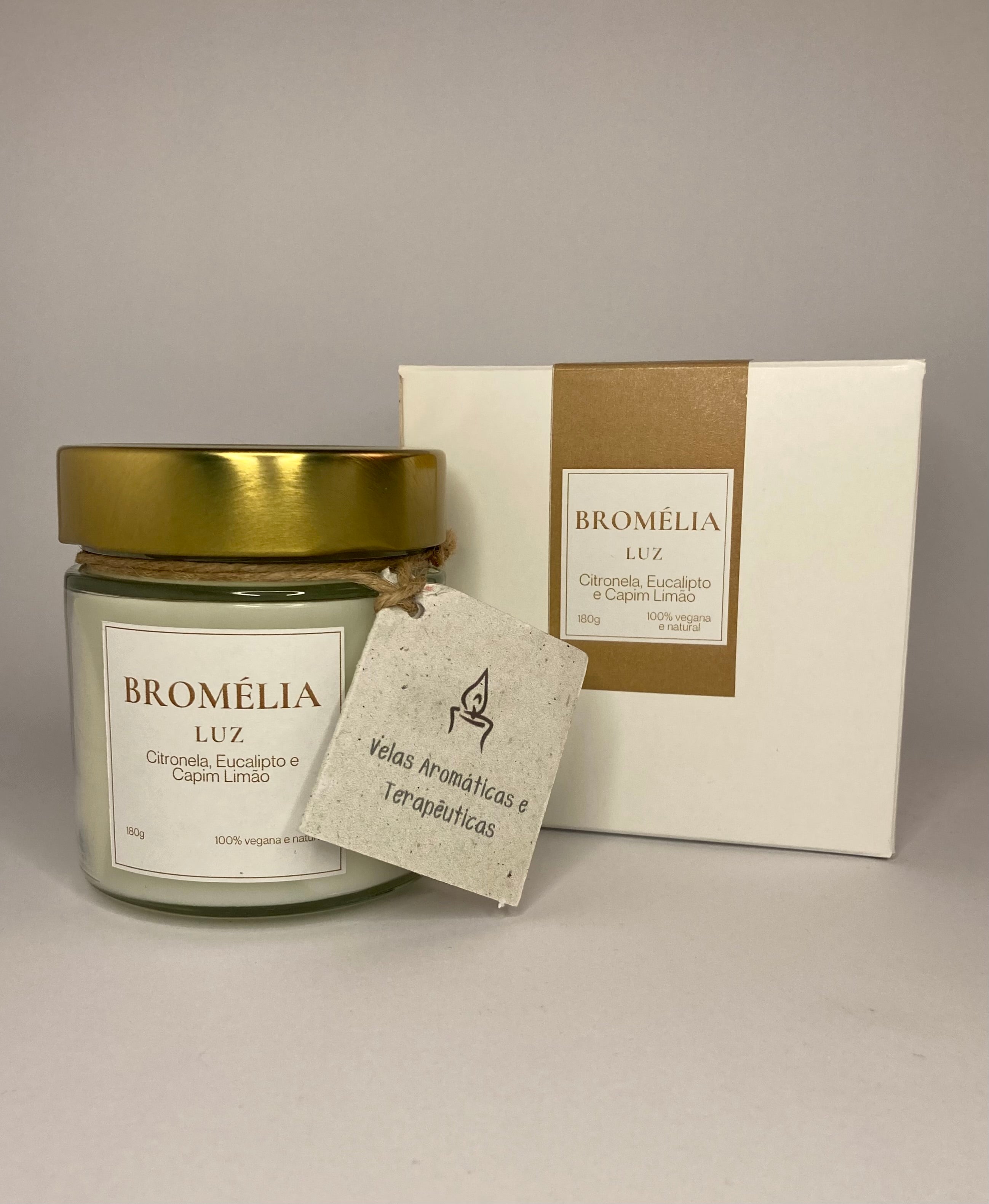 Luz - Vela Natural de Citronela, Eucalipto e Capim Limão 180g