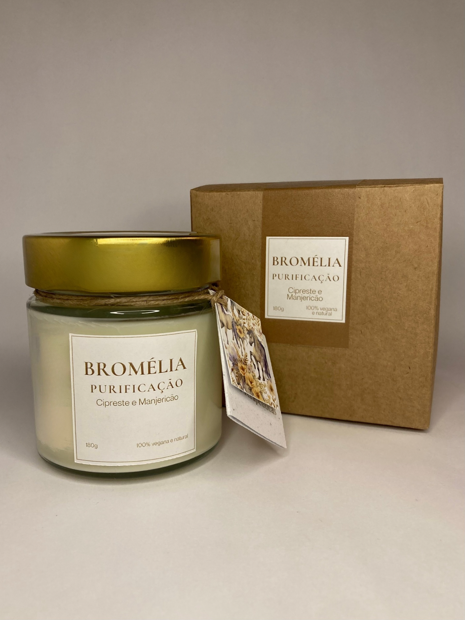 Purificação - Vela Natural de Cipreste e Manjericão 180g