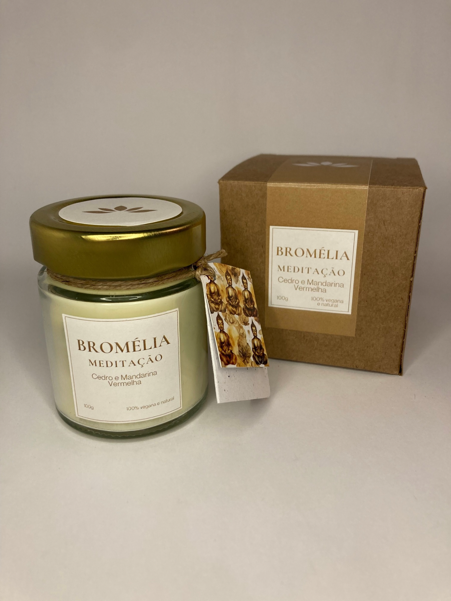 Meditação - Vela Natural de Cedro e Mandarina 100g