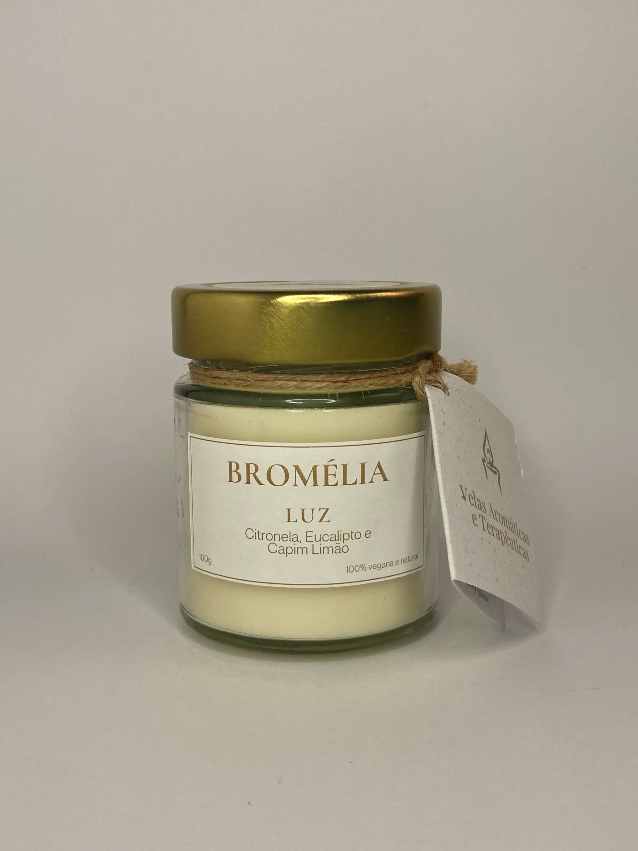 Luz - Vela Natural de Citronela, Eucalipto e Capim Limão 100g