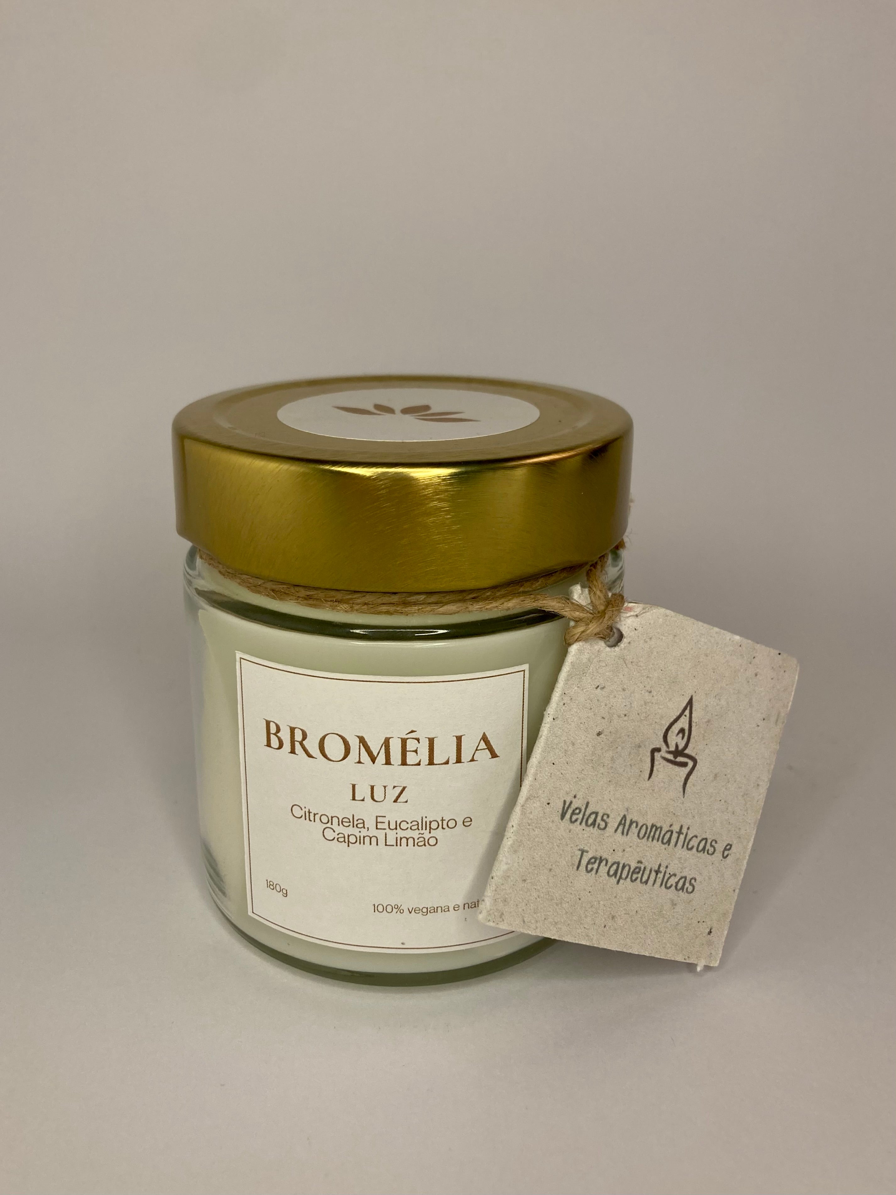 Luz - Vela Natural de Citronela, Eucalipto e Capim Limão 180g