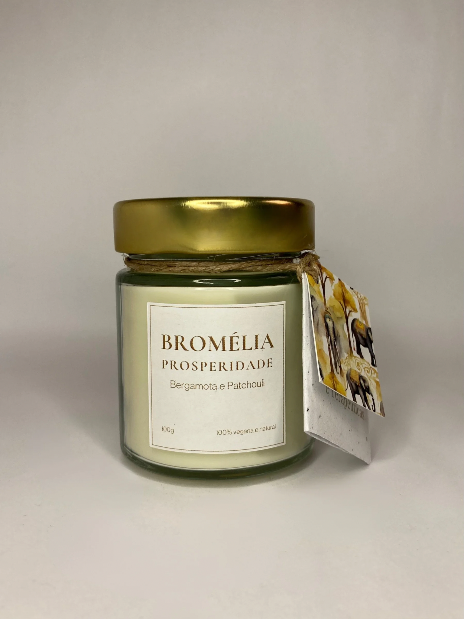Prosperidade - Vela Natural de Bergamota e Patchouli 100g