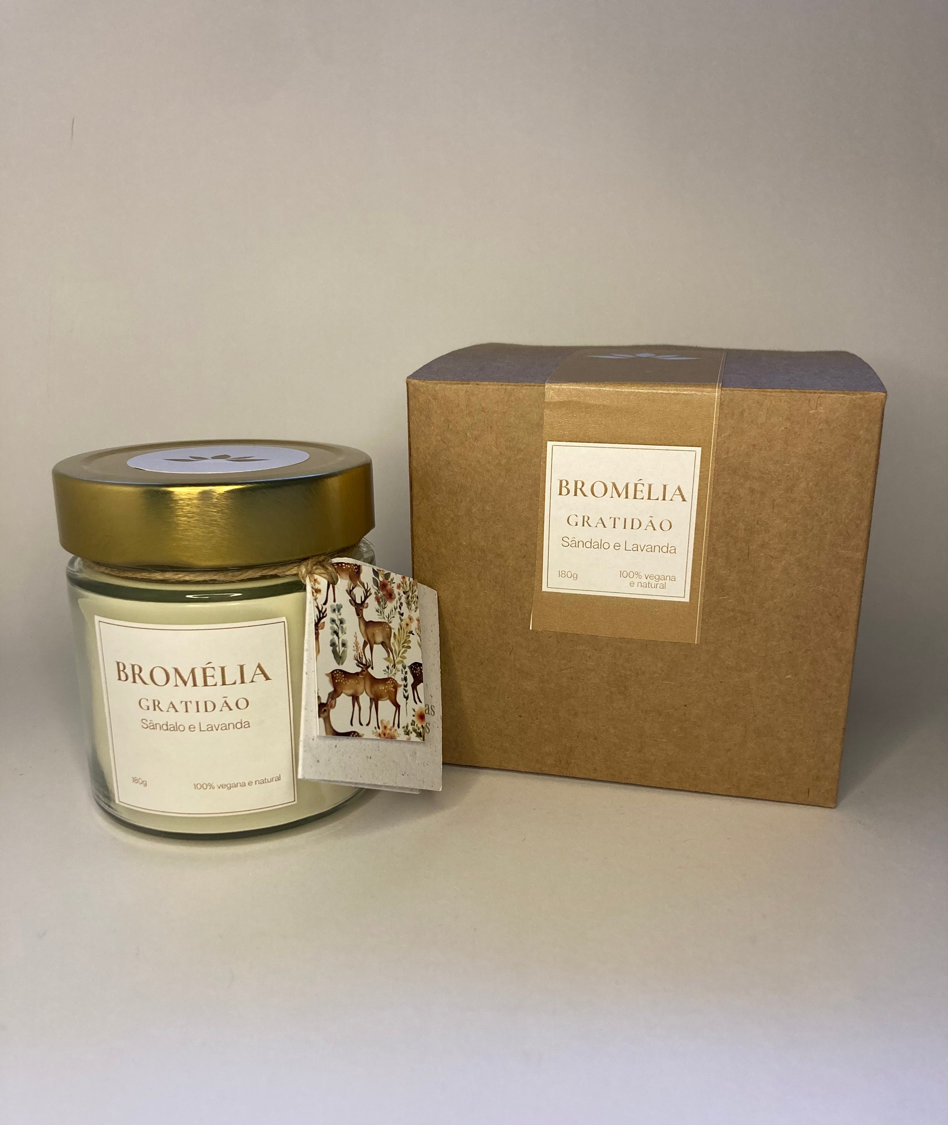 Gratidão - Vela Natural de Sândalo e Lavanda 180g