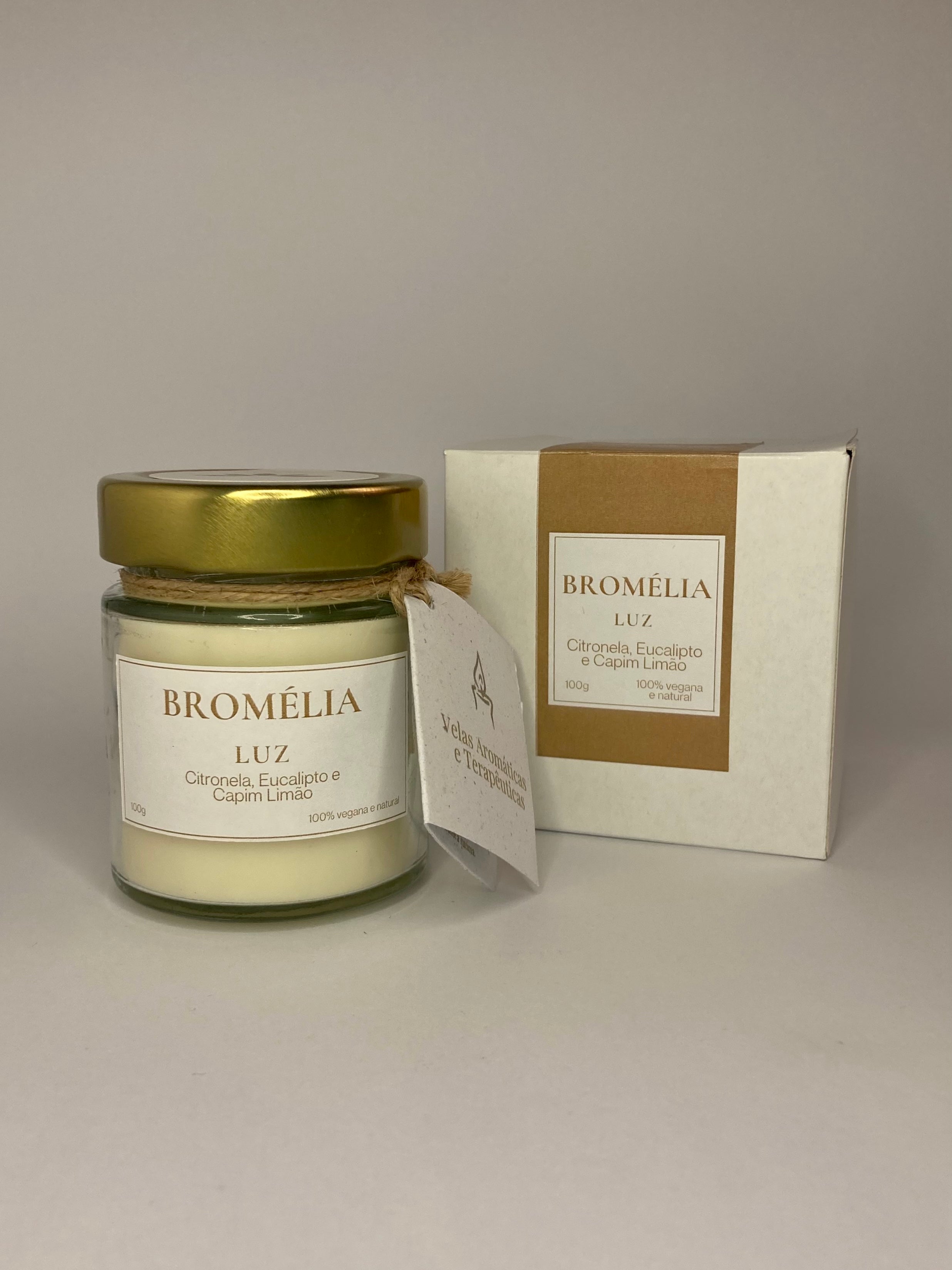 Luz - Vela Natural de Citronela, Eucalipto e Capim Limão 100g