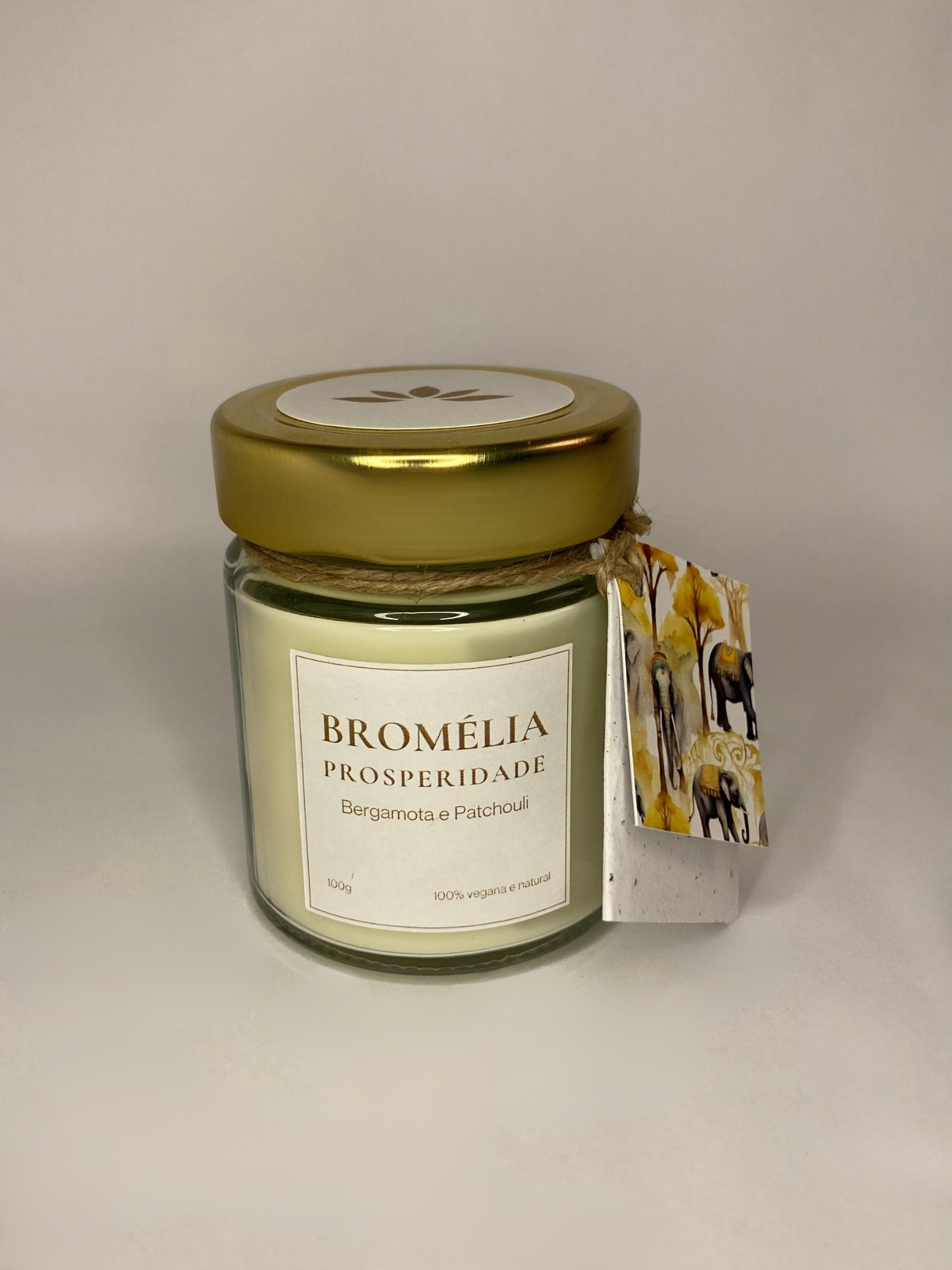 Prosperidade - Vela Natural de Bergamota e Patchouli 100g