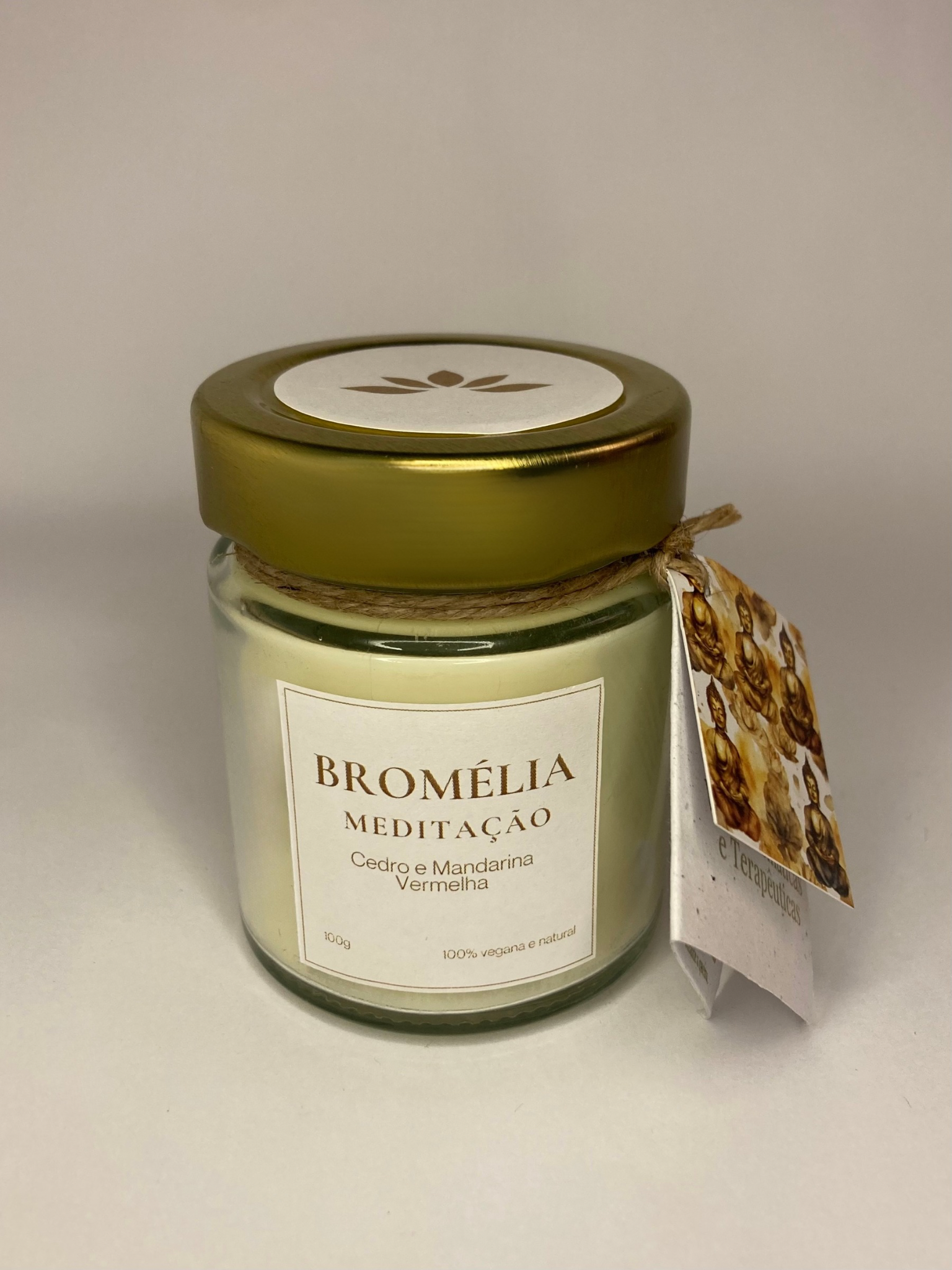 Meditação - Vela Natural de Cedro e Mandarina 100g