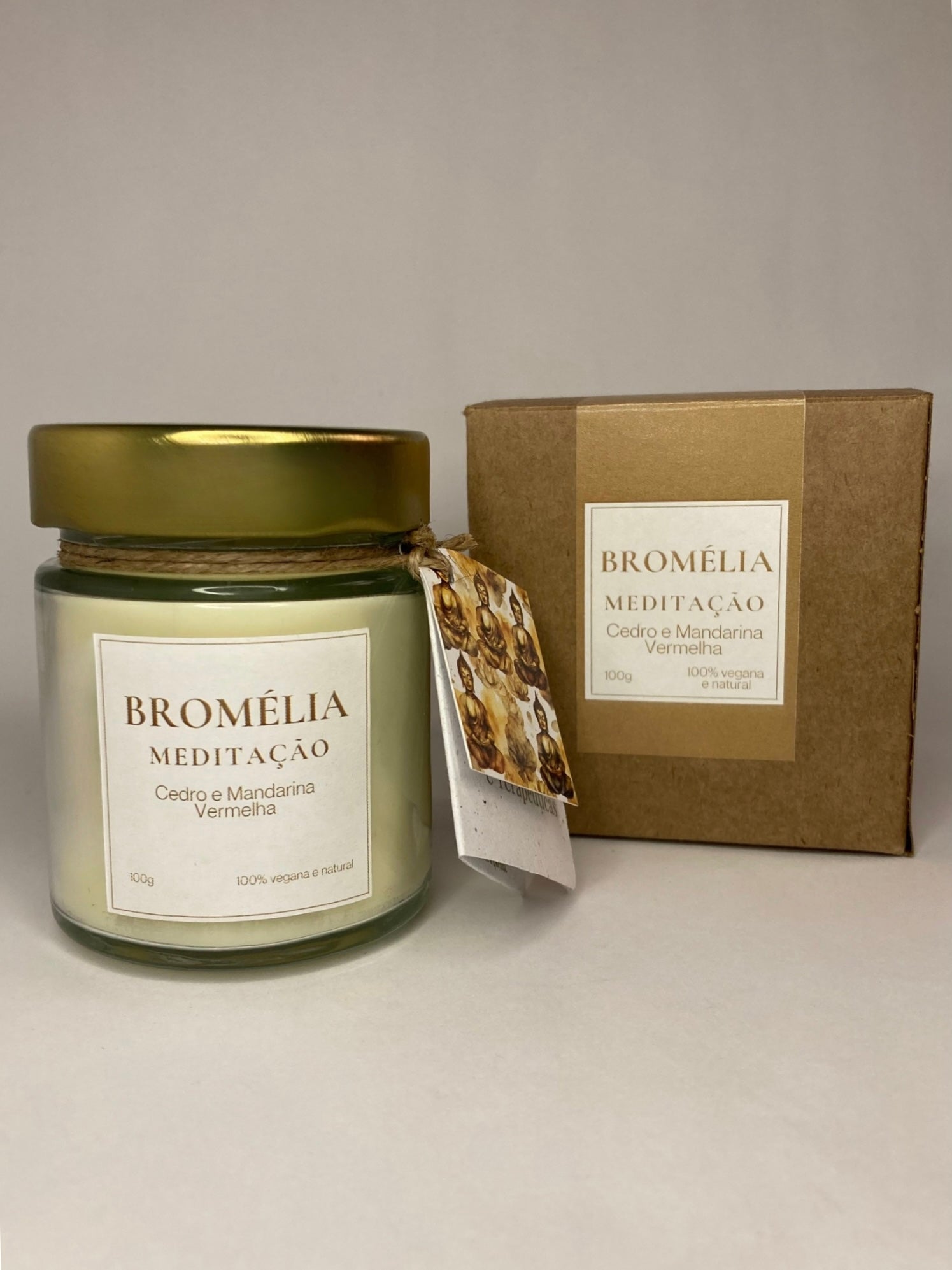Meditação - Vela Natural de Cedro e Mandarina 100g